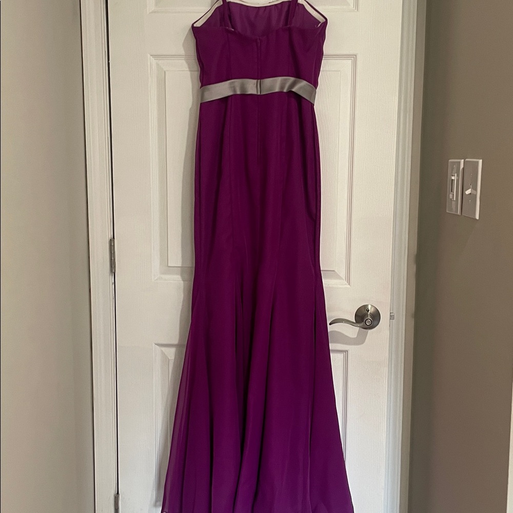 Impression Bridal- Passion/Gray Spaghetti-Strap Evening Gown with Waistband NWT! - Picture 8 of 14